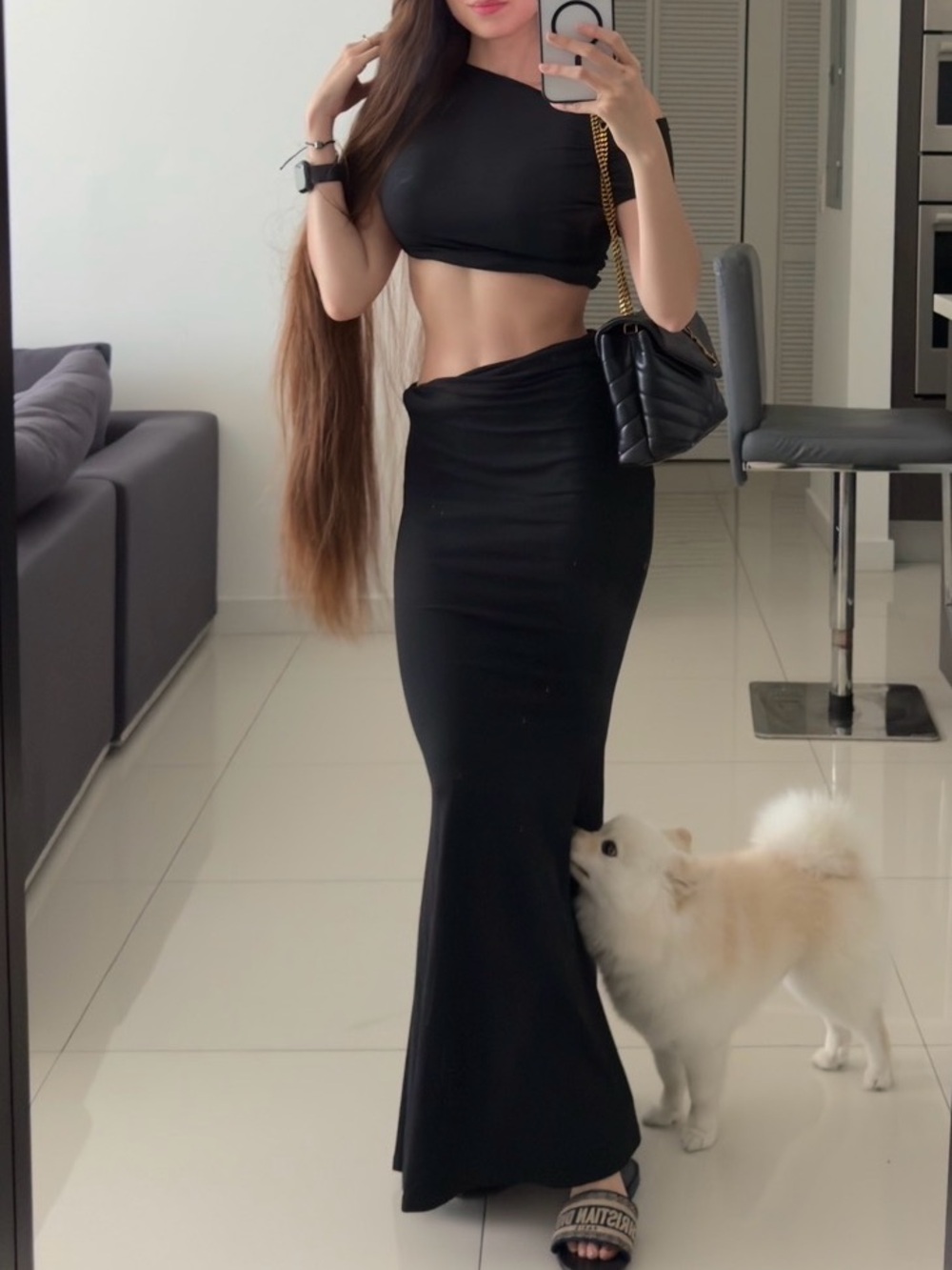 Shein crop top and maxi skirt